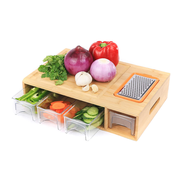 Bamboo Cutting Board with Containers