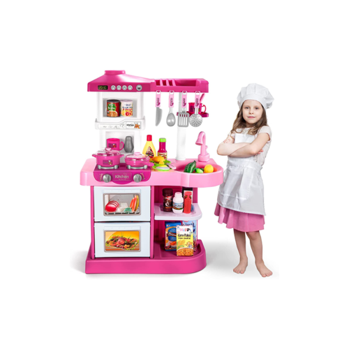 53 PCS Pink Kitchen Toys for Toddlers